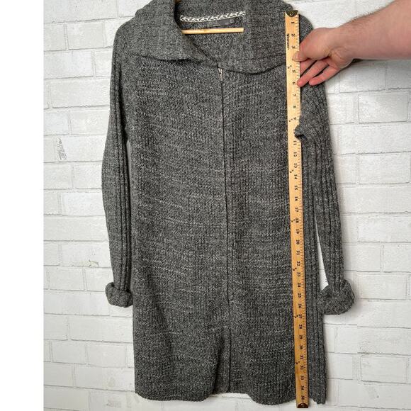 prAna Womans XS Yunna Long Cardigan Sweater Jacket Full Zip Organic Cotton Gray - Picture 8 of 13